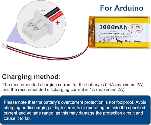 Miniatura 5 de Paquete de 4 baterías LiPo de 3.7 V 103665 3000 mAh, 1S 3C recargable, conector Micro JST 1.25, placa de protección dual,