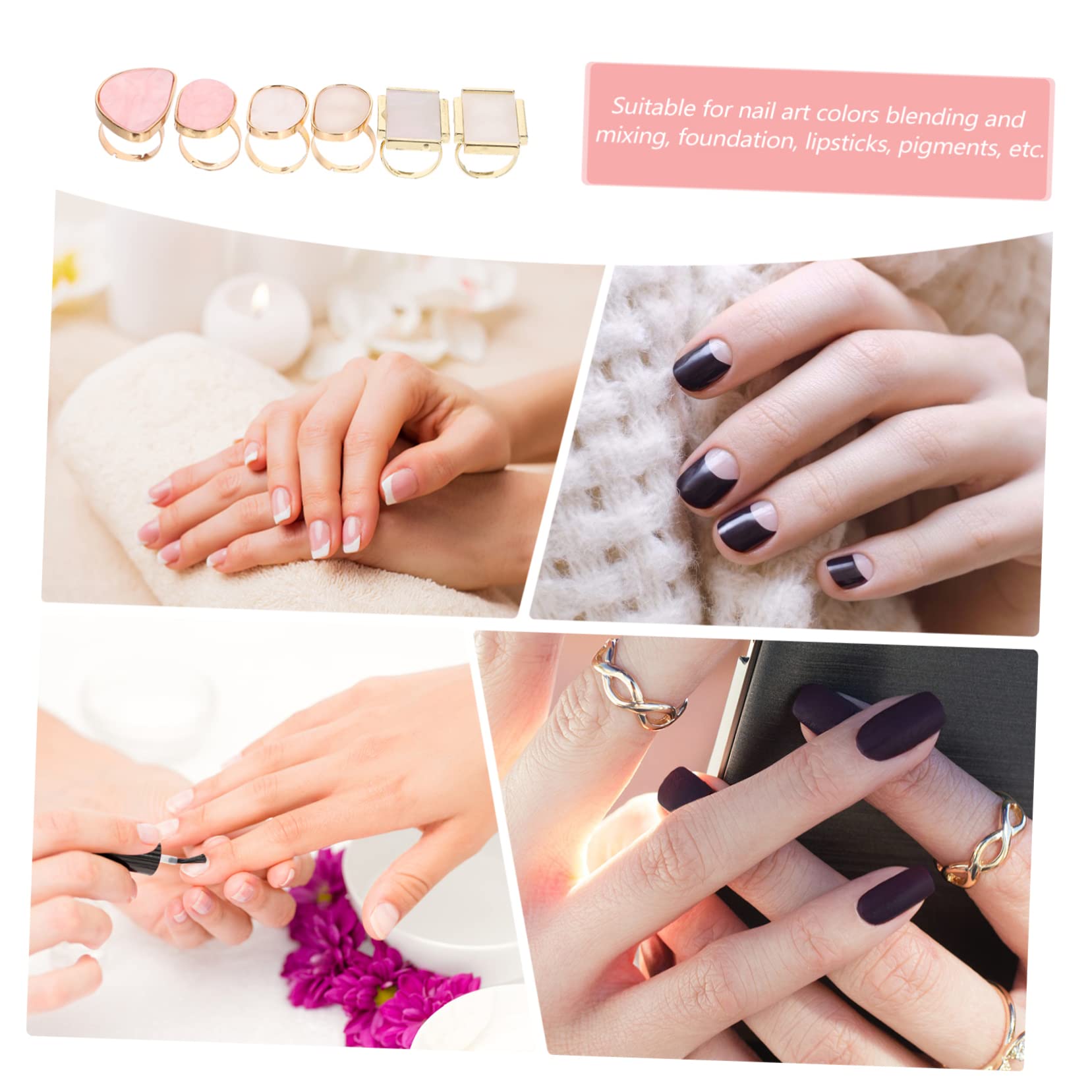 Angoily 18 Piezas Paleta De Anillos Anillo De Resina Anillos De Pegamento para Uñas Bandeja De Arte De Uñas Herramientas De Uñas para Arte De Uñas Mini Uñas Tablero De Visualización Ágata