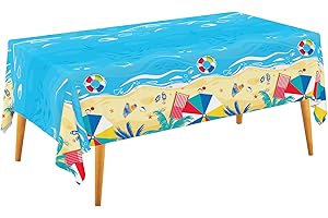 Beach Theme Party Supplies Summer Pool Disposable Tablecloth Plastic Waterproof Table Cover