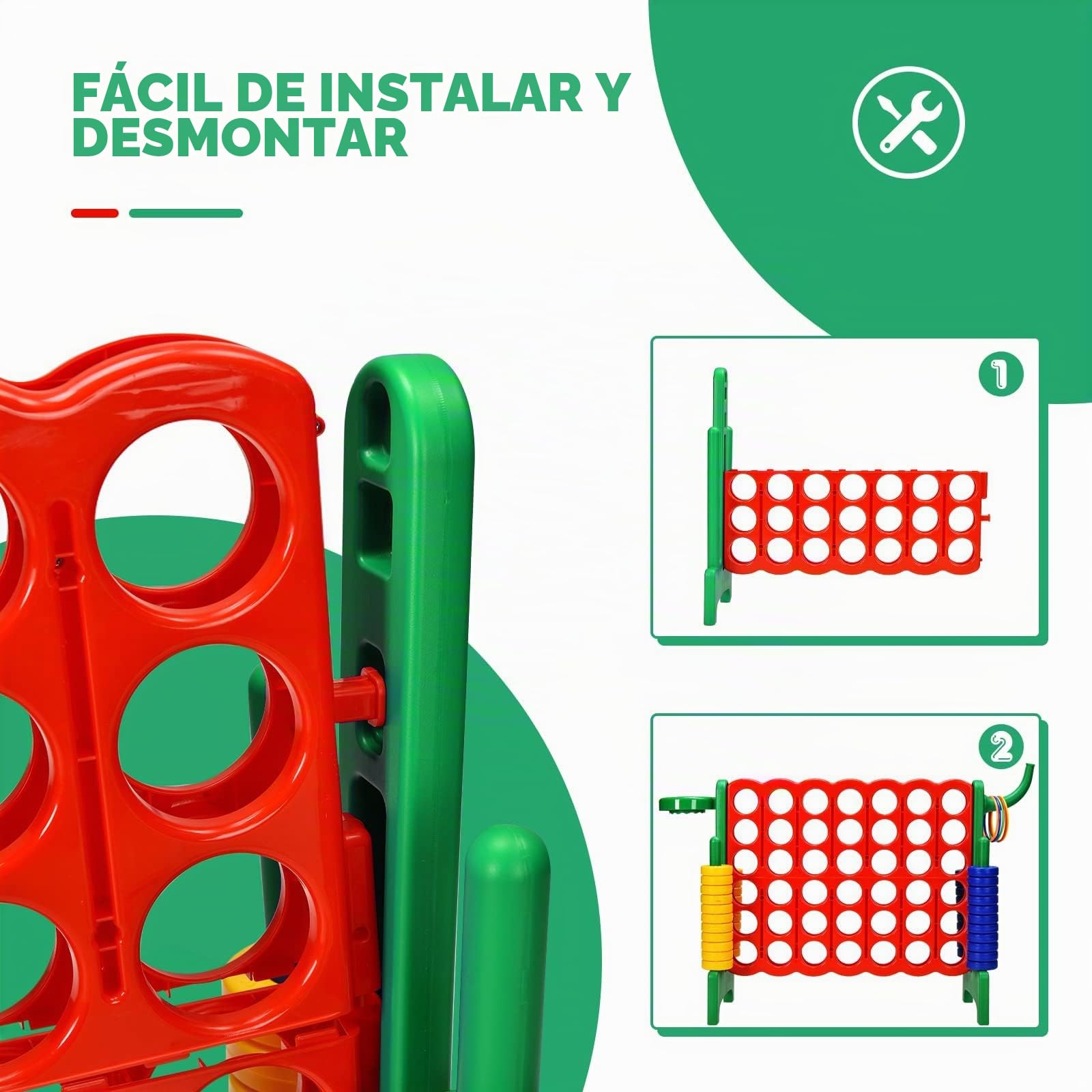 RELAX4LIFE Juego de 4 en Raya para Niños y Adultos, para Exteriores e Interiores, 4 en Raya Gigante, Regalo para niños (84x33x74cm, con Canasta, Pelota, 5 Anillos -C)
