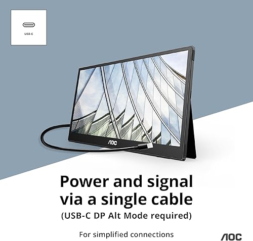 Miniatura 7 de AOC 16T3EA - Monitor portátil ultradelgado USB-C de 16 pulgadas con panel IPS, resolución Full HD de 1920 x 1080, soportes integrados para vista de