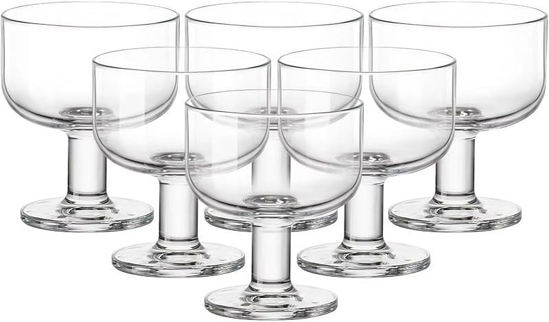 Hosteria Stackable Dessert Cups - Set of 6, Tempered Glass Bowls for Ice Cream, Fruit Salad & Spoon Desserts - 8 Oz. Serving Dishes with Wide Mouth, 3.4” x 3.9” - Made in Italy | Tempered Glass Bowls for Ice Cream, Parfaits, Fruit Salads, Pudding, Layered Treats, Entertaining, Catering & Daily Serving