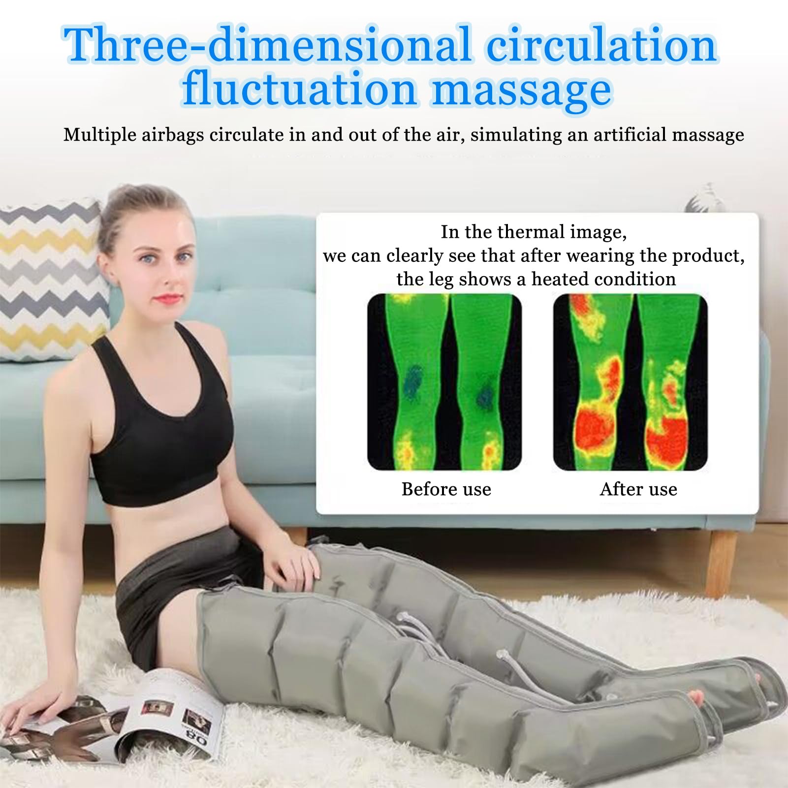 Masajeador para el tratamiento del lipedema en las piernas, botas de compresión, botas de recuperación, Body Balancer, masajeador de drenaje linfático de 6 cavidades para relajar los músculos (6