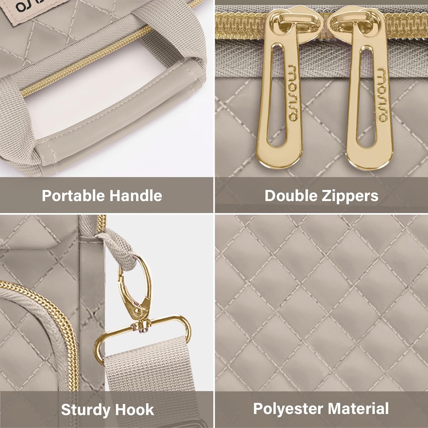 MOSISO 12.9 inch Tablet Sleeve Bag for iPad Pro 13 M4&iPad Air 13 M3 M2,iPad Pro 12.9 M2 M1 6/5,Surface Laptop Go 12.4,Galaxy Tab S8+/S9+ 12.4,Square Quilted Carrying Case with 2 Pockets, Taupe Brown - Image 5