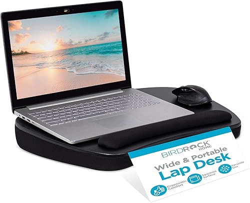 Miniatura 1 de BIRDROCK HOME Escritorio de regazo de gran tamaño con cojín de espuma viscoelástica, reposamuñecas, bandeja portátil para cama, sofá, sillón