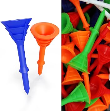FINGER TEN Golf Tees Plastic 3 1/4 Inch 12/24/60 Pack | Unbreakable, Durable, Stable, 4 Colors Available