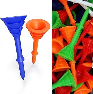 FINGER TEN Golf Tees Plastic Unbreakable Tee 3 1/4 Inch 12/24/60 Pack, Durable Stable Golf Tee 4 Colors Available for Practice