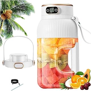 Personaliza lo que necesitas - Exprimidor portátil multifuncional con pantalla digital, licuadora recargable por USB para batidos, frutas y verduras sobre la marcha (blanco)