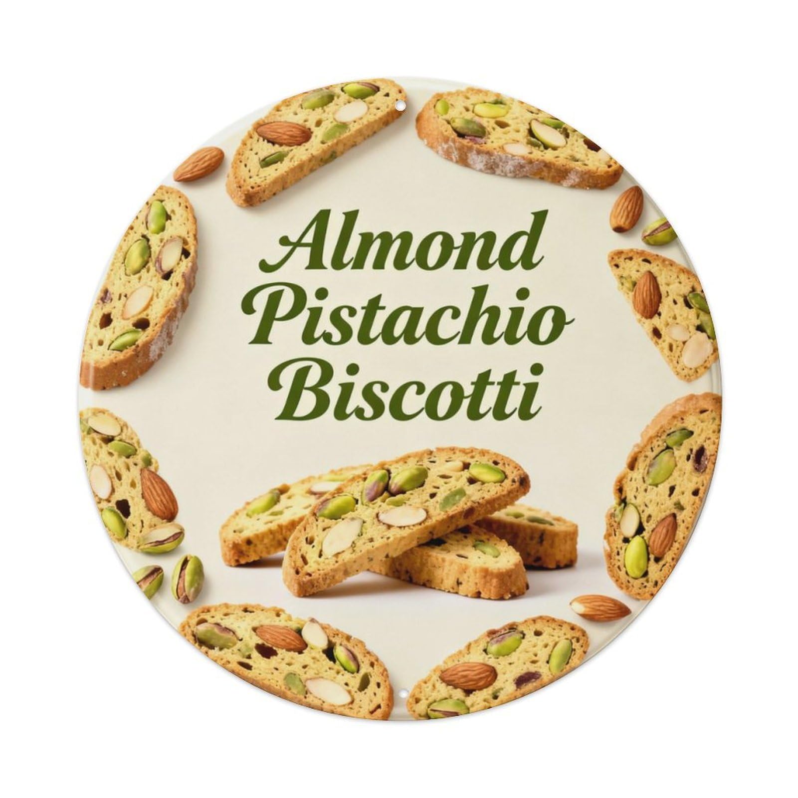 Almond Pistachio Biscotti Metal Tin Sign Plaque