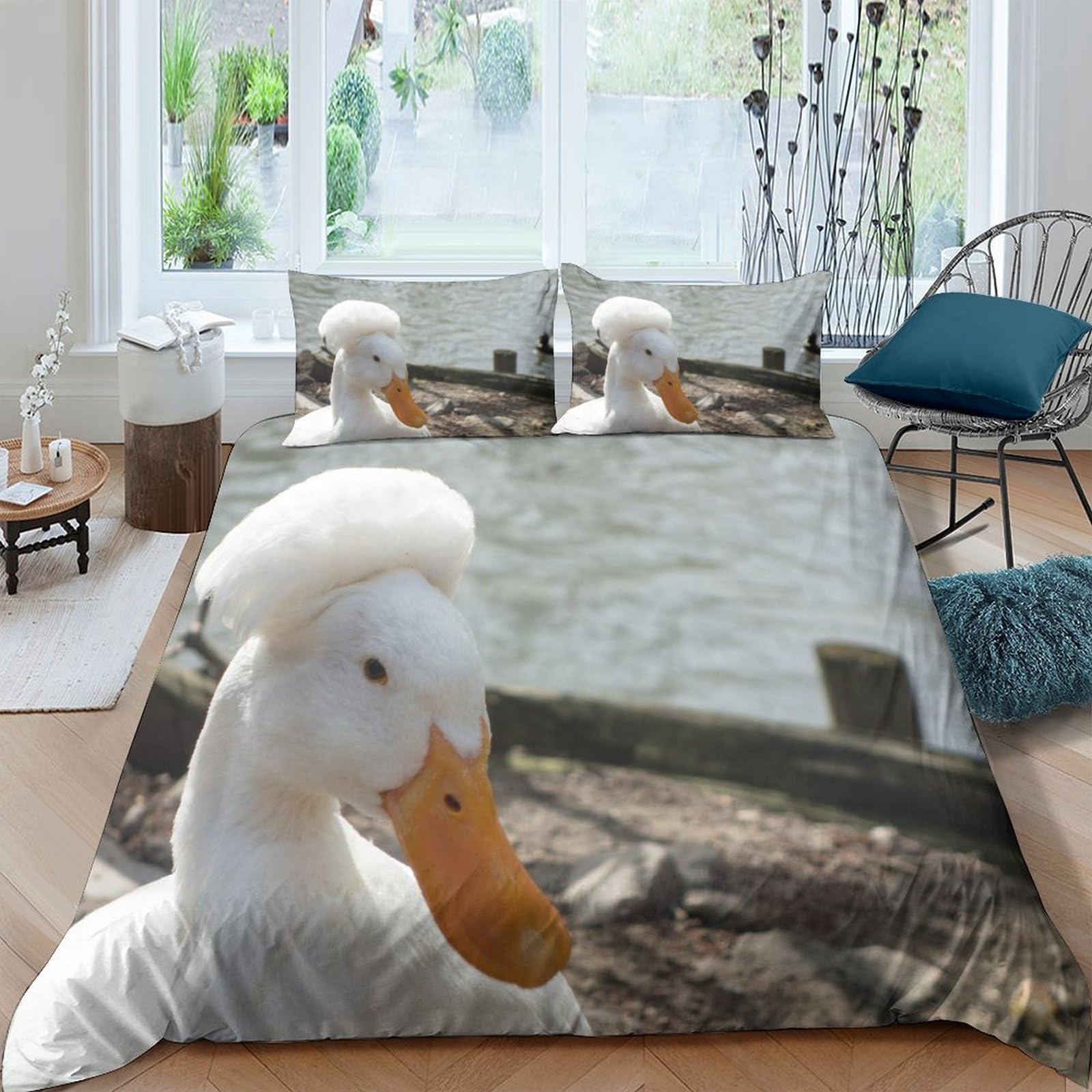 Parure de lit ensemble microfibre imprimée 3D animaux mignon canard