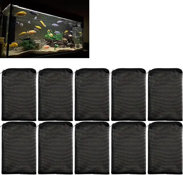 Lot de 10 Sacs Filtrants Maille Fine pour Aquarium Biosphere - 15x20 cm