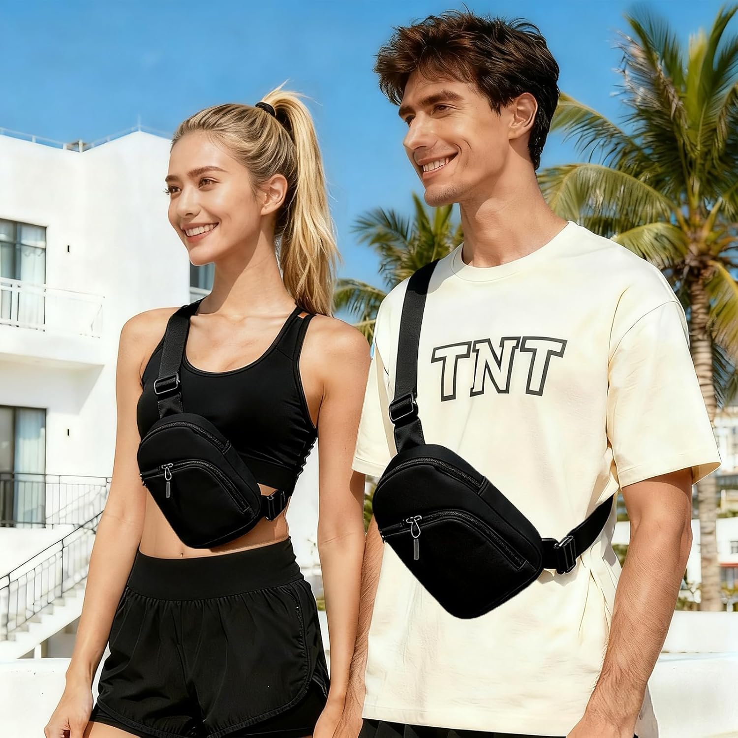 GORELAX Small Sling Shoulder Bag for Men Women, Crossbody Backpack Compact EDC Chest Pack Running Hiking Travel (Black) - Image 2