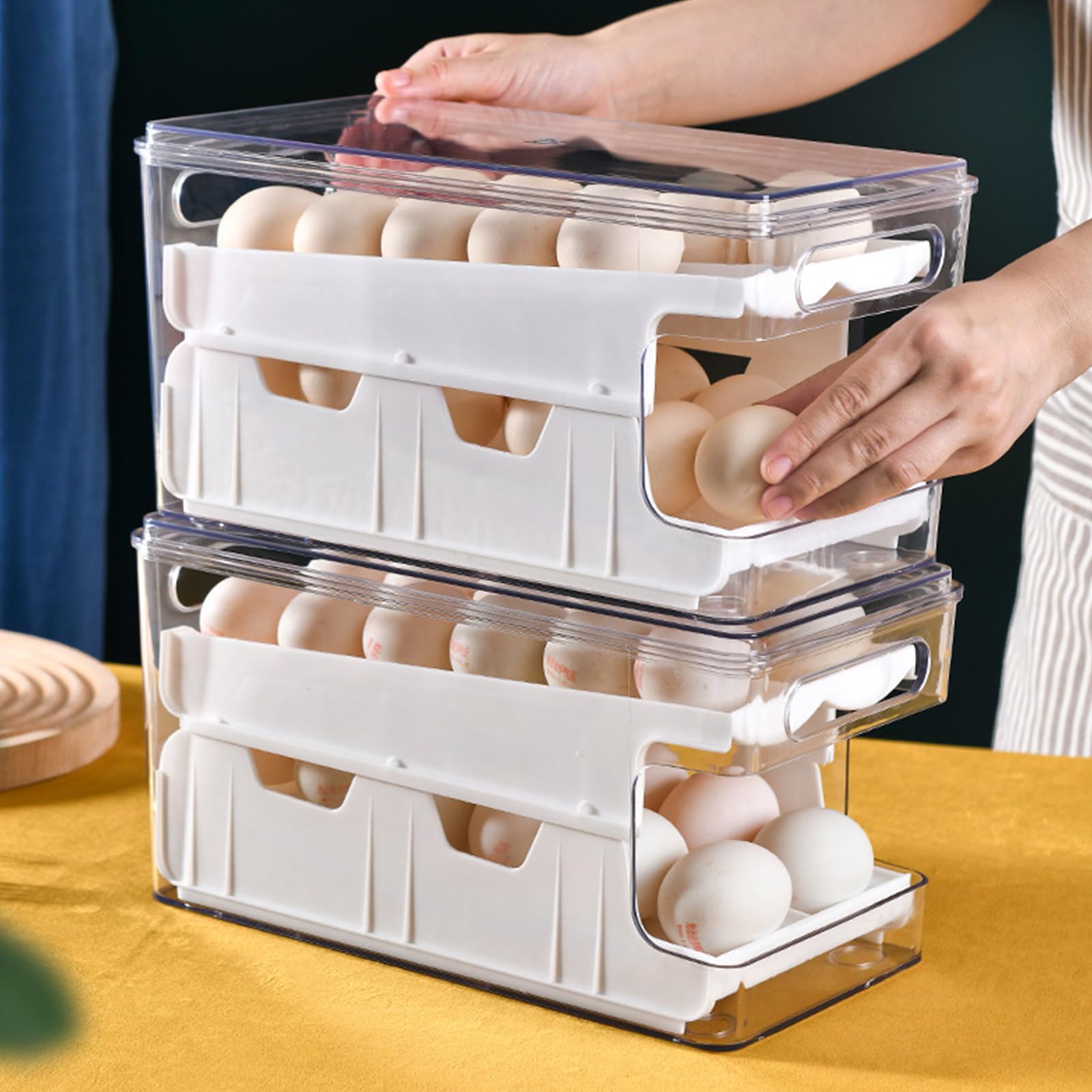 Eierhalter Stapelbar - PET Eierablage Für Kühlschrank Mit Griff 10 Eier