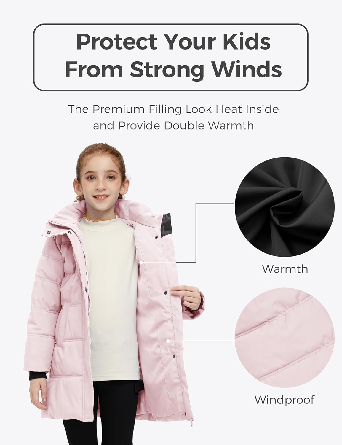 Wantdo Girls' Winter Coat Long Puffer Jacket Warm Waterproof Parka with Hood - Image 5
