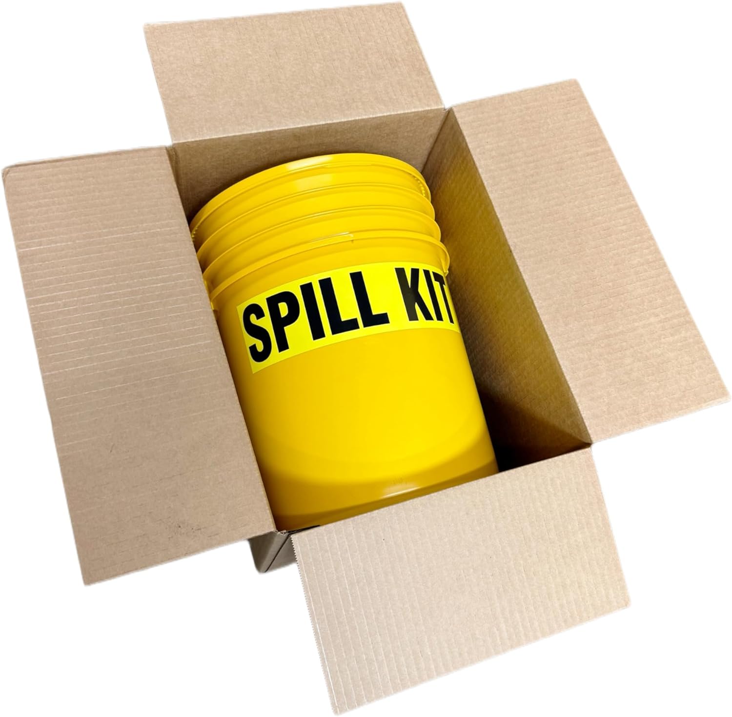 Original Bucket Spill Kit - Universal Absorbents & 5-Gallon Yellow Bucket - Spill Pads & Absorbent Socks for Water, Oil Spill Clean Up and More - Absorb 5 Gallons of Fluid (Made in USA)