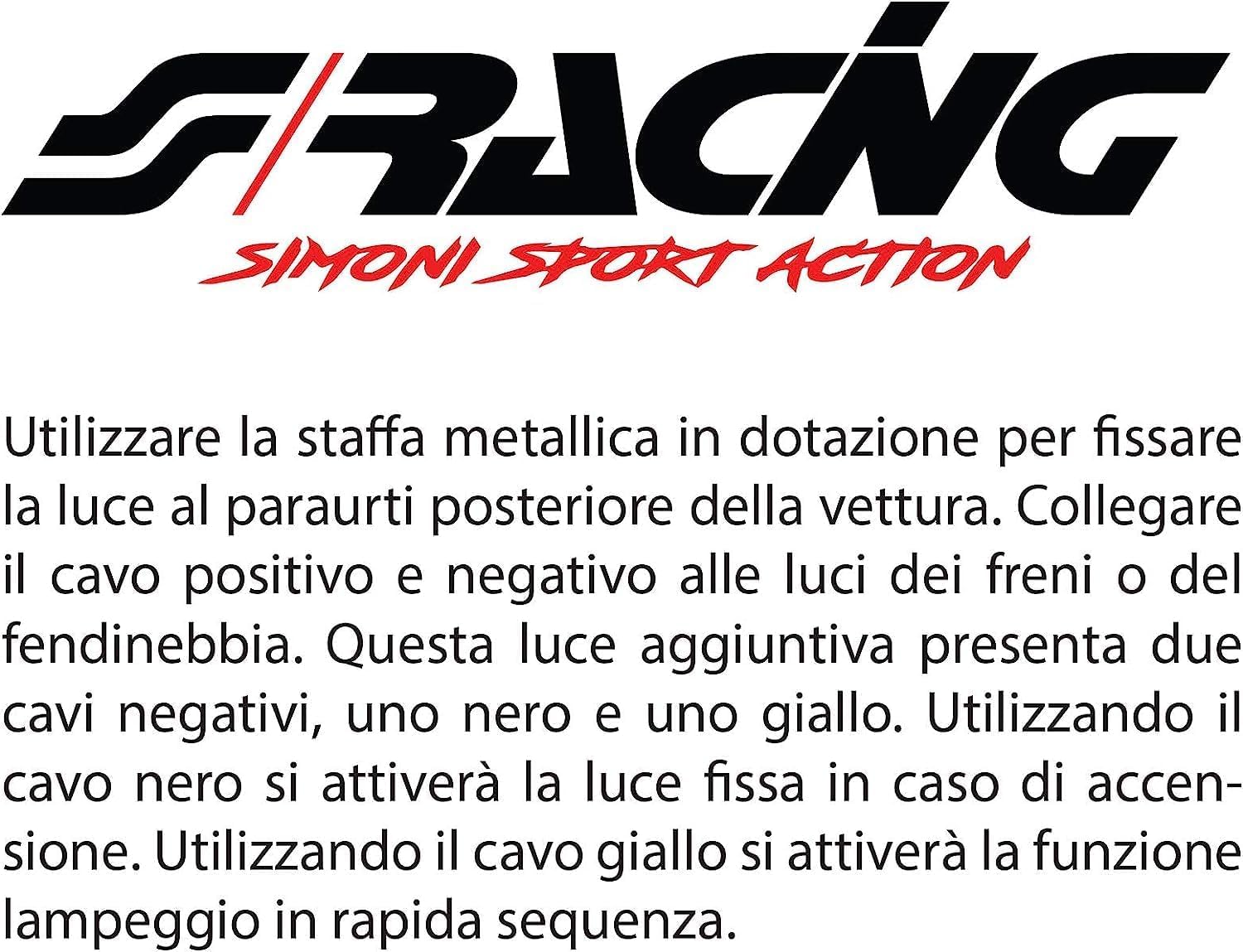 Simoni Racing Uniwersalne tylne światło stop, czerwone światło tylne LED, trzecie światło stop, światło przeciwmgielne