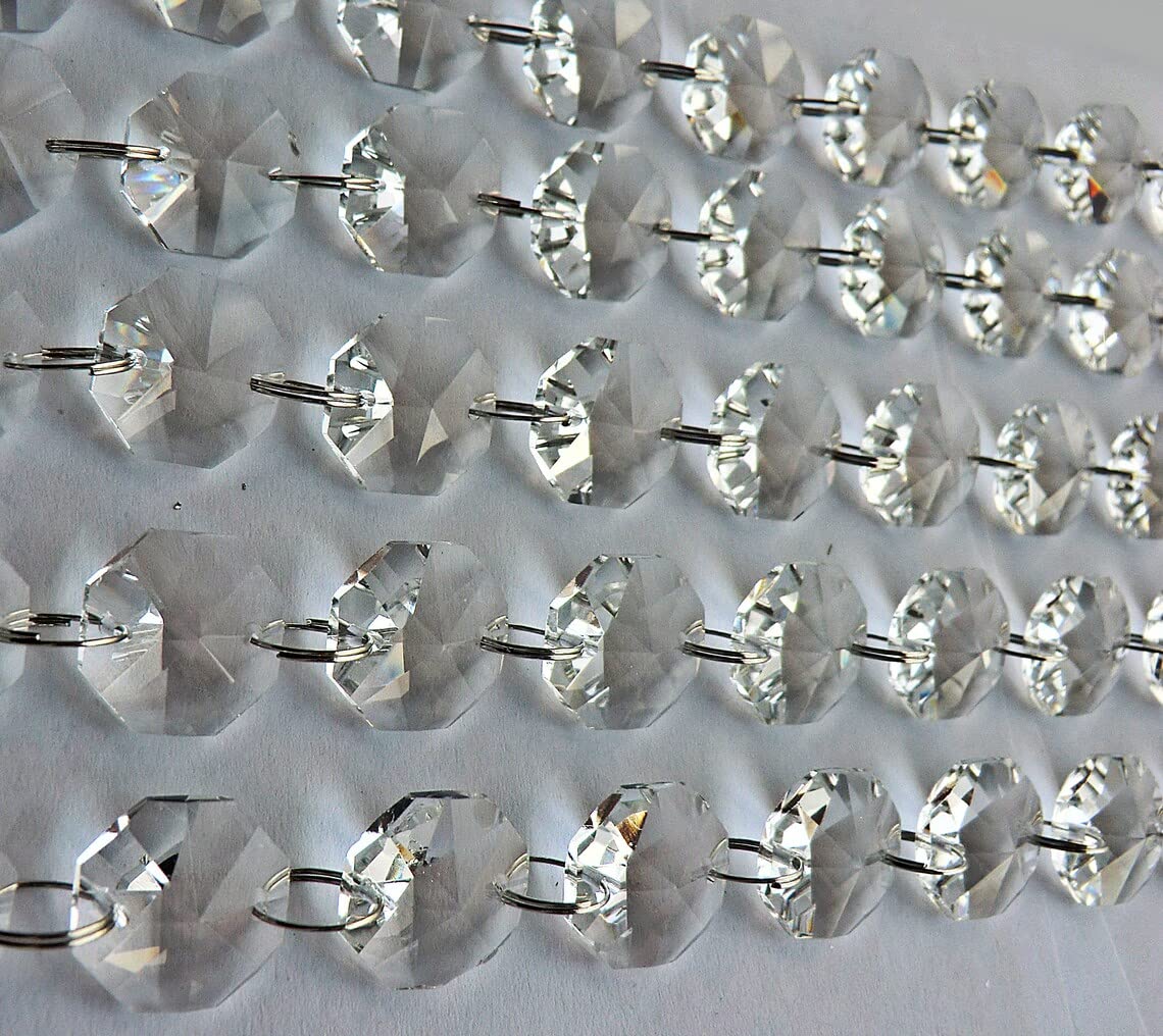 LONIO 14 mm Octagon Chandelier Drops Parts Clear Cut Glass Crystals Droplets Chain for Chandelier-image-35