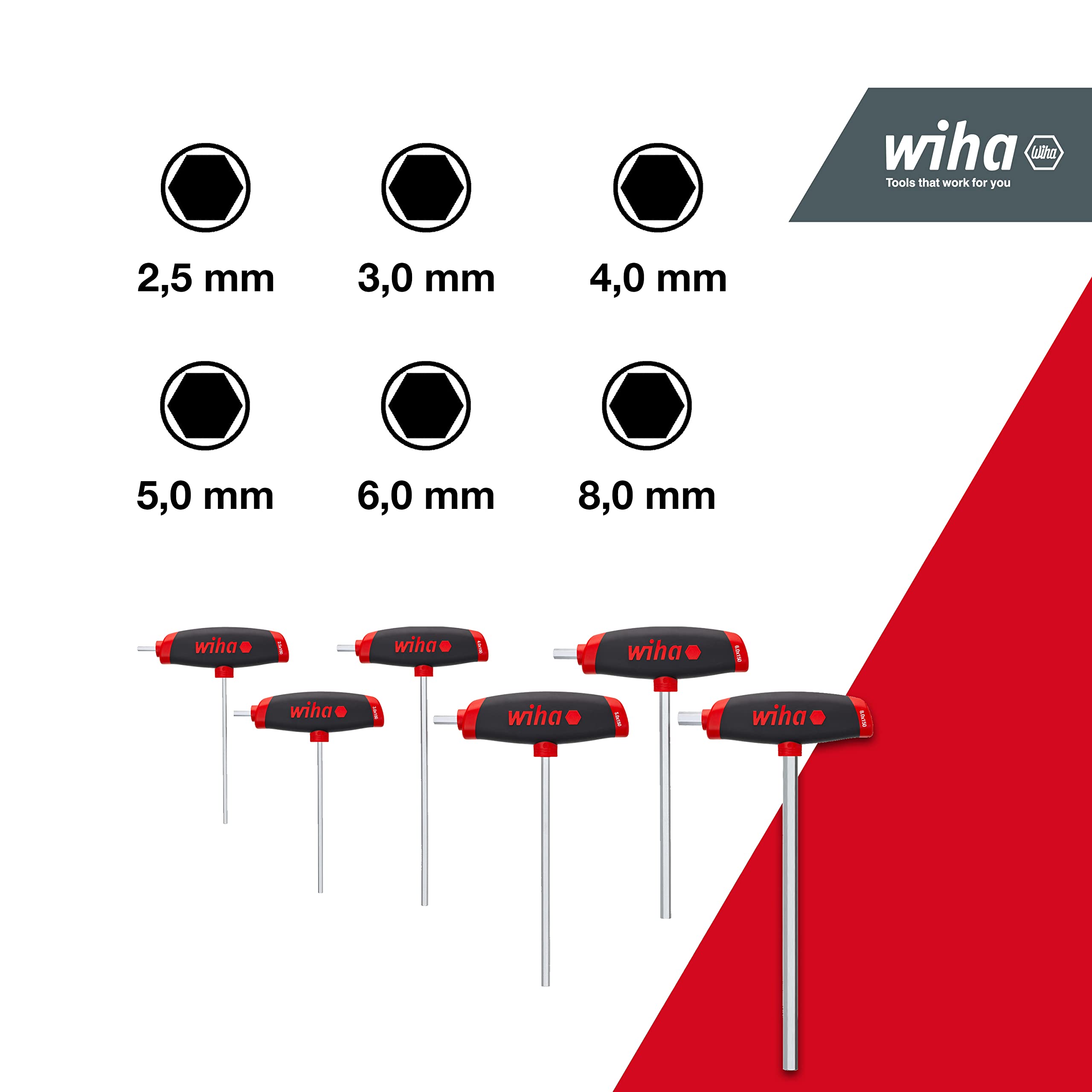 Zestaw wkrętaków sześciokątnych ComfortGrip, 6-częściowy Wiha - 26247