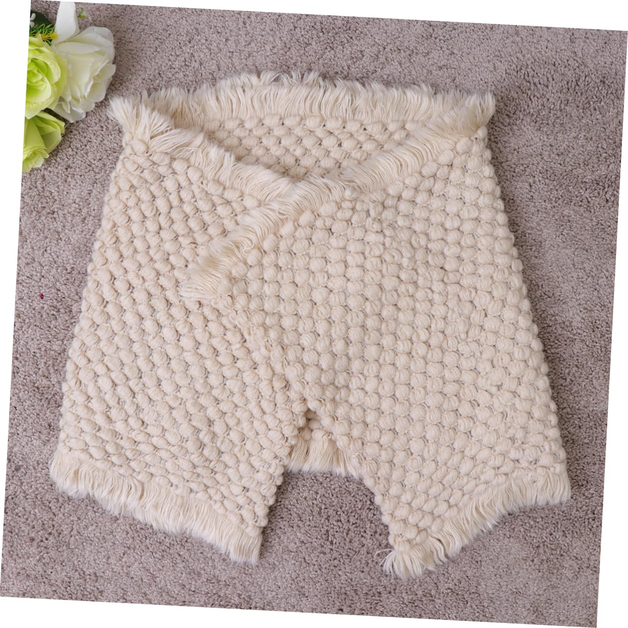 Abaodam 2piezas De Algodón Tejida para Bebés Cobertor Beige De Diseño De Piña Accesorio para Fotografía De Recién Nacidos y y Seguro