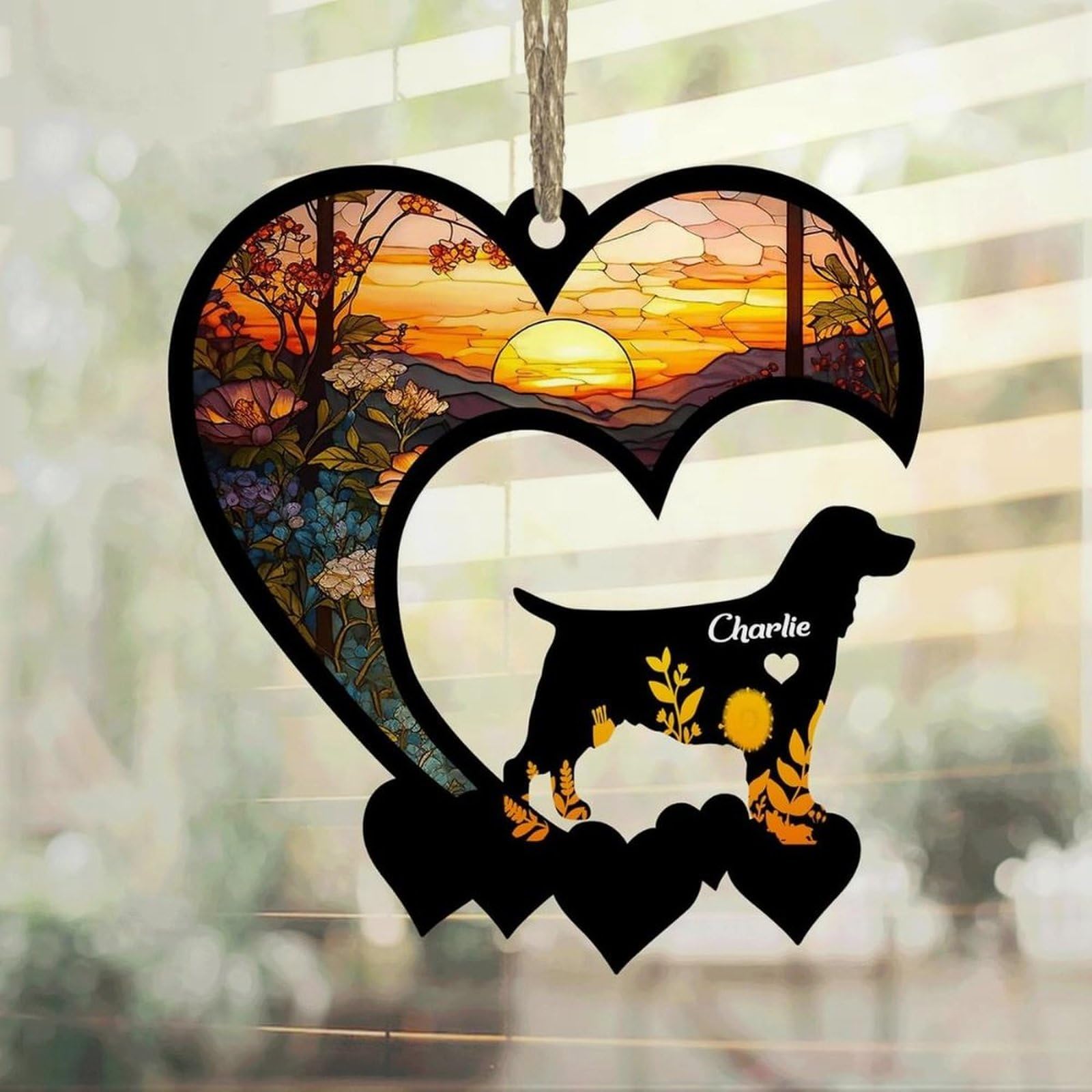 Luckluccy English Springer Spaniel Springer Spaniel English Springer Spaniel Suncatcher,Personalized Memorial With Name,Remembrance Gift,Loss Sympathy Ornament