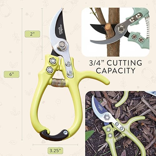 Miniatura 8 de Modern Sprout Hand Pruners - Lightweight Pruning Shears W/Easy Lock- Gardening Scissors - Bypass Sharp Carbon Steel Blade - Rust Resistant - Garden