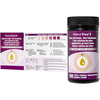 One+Step Ketone Test Strips Pack of 100 I Ketosis Test Strips for Ketogenic Diet I Keto Test I Metabolic Control for Ketosis I Ketone Test with Reference Colour Chart I Keto Test Urine