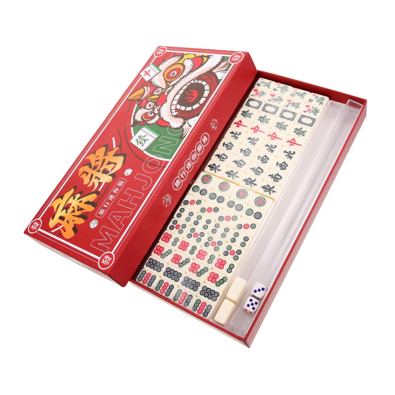 FRCOLOR Kleiner Mahjong Spielset Tragbares Mahjong Satz aus Langlebigem Material Kompaktes Reisespiel für Familie Party Camping