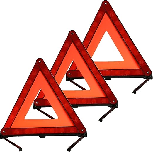 KAFEEK Reflective Warning Triangle Emergency Warning Triangle Roadside Safety Triangle Kits (Set of 3)