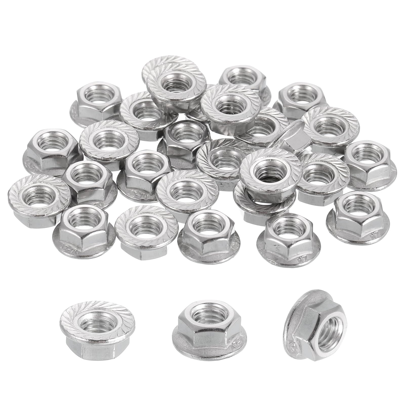 sourcing map 50 Pcs M6x1mm Serrated Flange Hex Lock Nuts, 304 Stainless Steel Hexagon Flange Metric Locknuts Fasteners, Bright Finish for Furniture, Machine, DIY — image 1