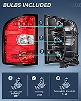 Vista 2 de Nilight Conjunto de Luz Trasera Compatible con 2007 2008 2009 2010 2011 2012 2013 2013 2014 Chevy Silverado 1500 2500HD 3500HD 2007-2013 GMC Sierra