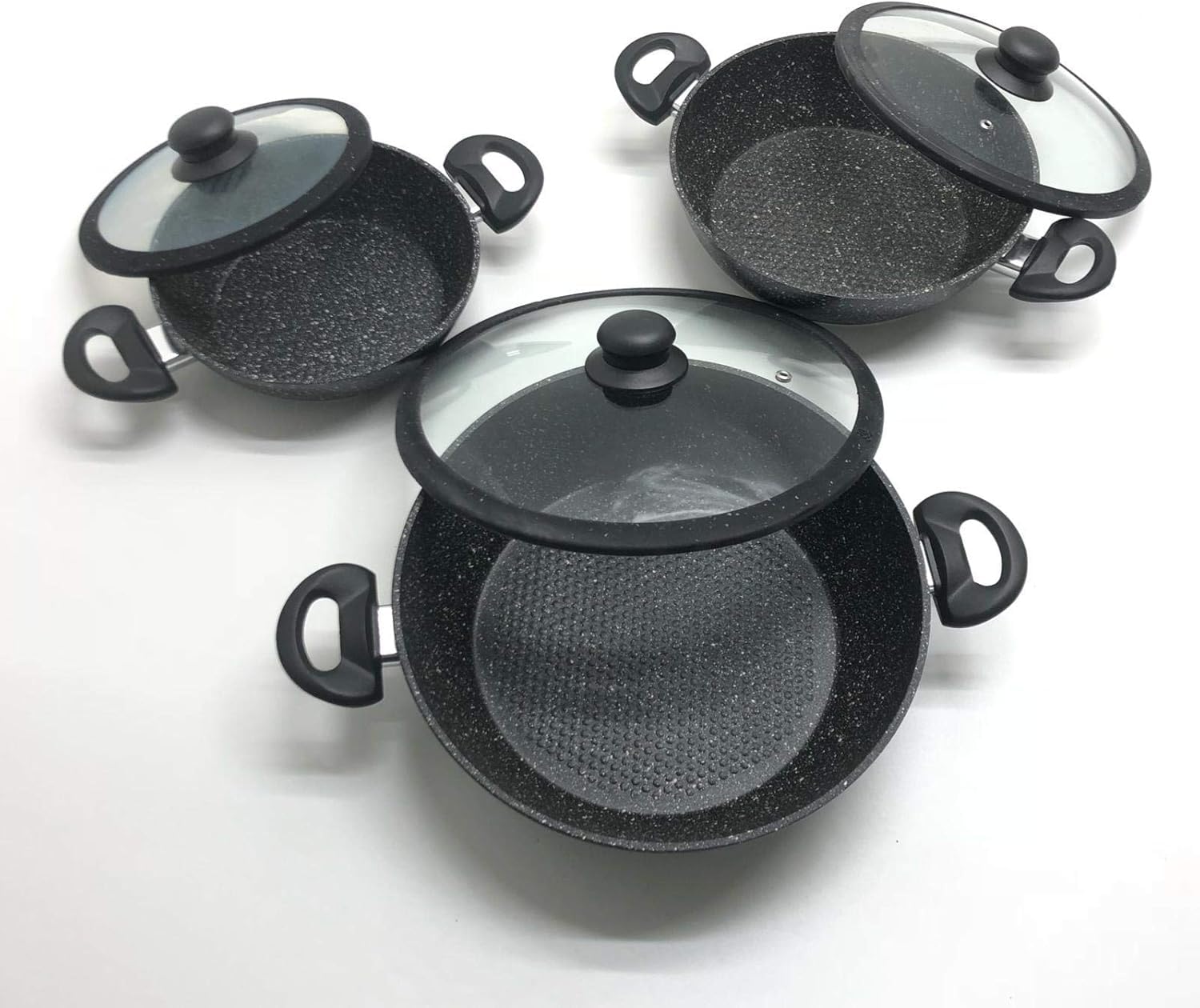 Russo Tessuti Set 17 Pezzi Di Pentole Bavaria Antiaderenti Con Manici Rimovibili E Coperchi In Vetro - Grigio - 4