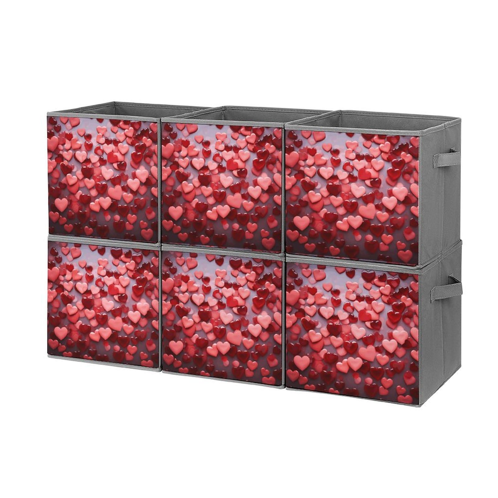 Boîtes de rangement pliables cœurs rouges lot de 6 : finissez-en avec le désordre des jouets