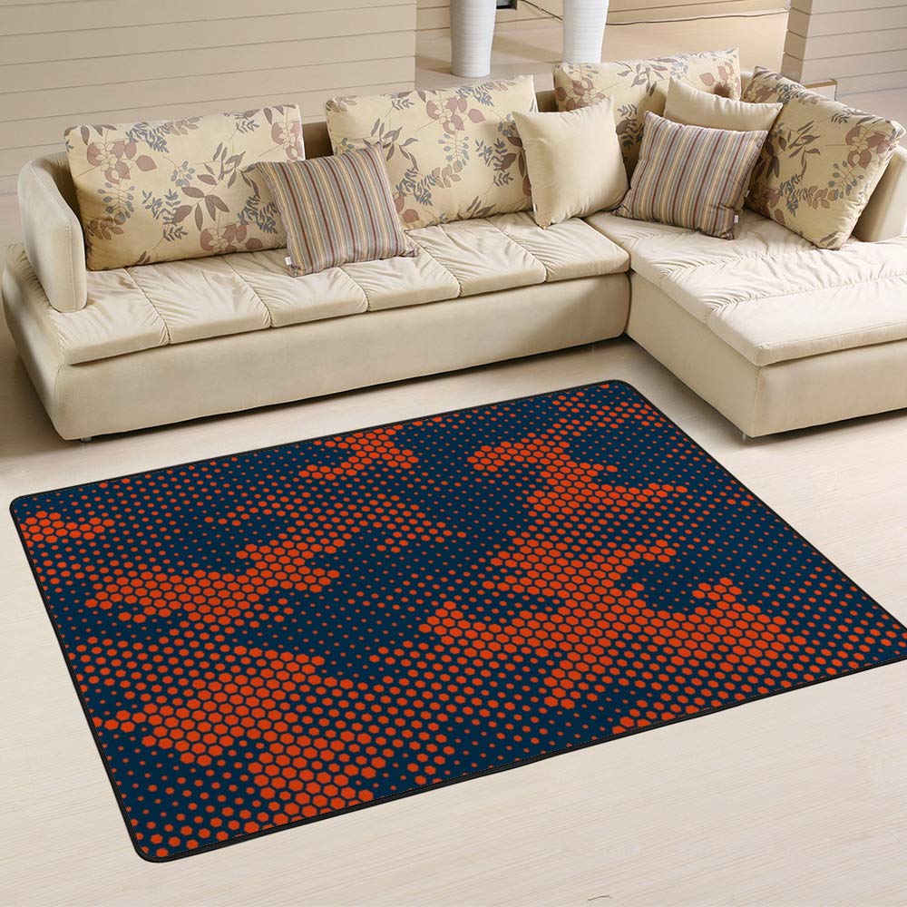 Tapis facile à nettoyer orange Ruchen pour éliminer la poussière du salon et de la chambre