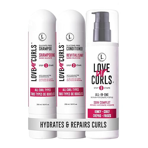 Love Ur Curls - Shampoo & Conditioner Set with All in One Curl Cream Styler for Kinky & Coily Hair, 3 Step System to Repair and Moisturizing