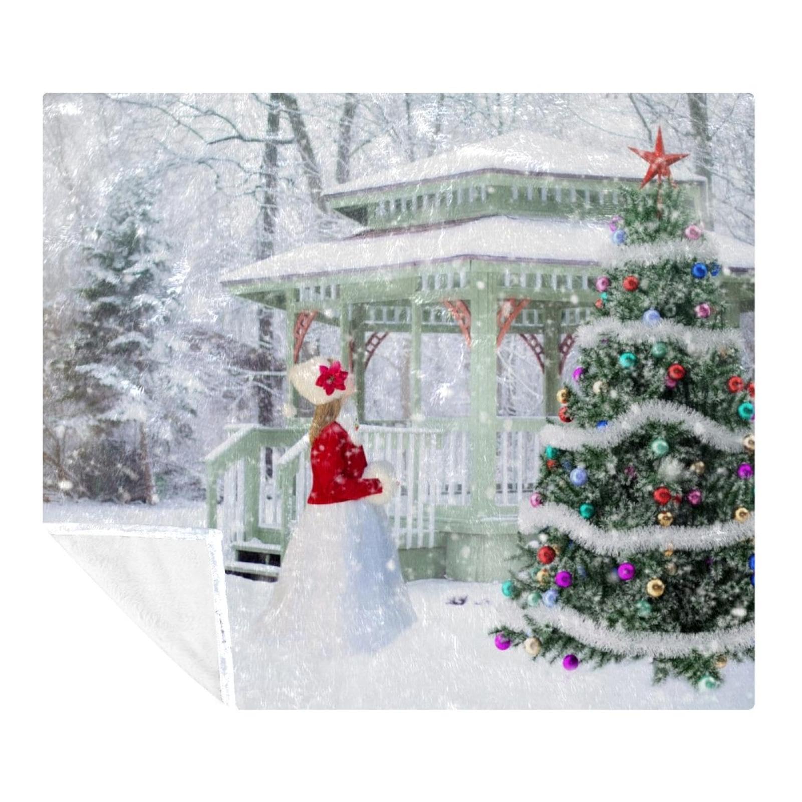 Couverture microfibre légère anti-froid plaid sapin de Noël