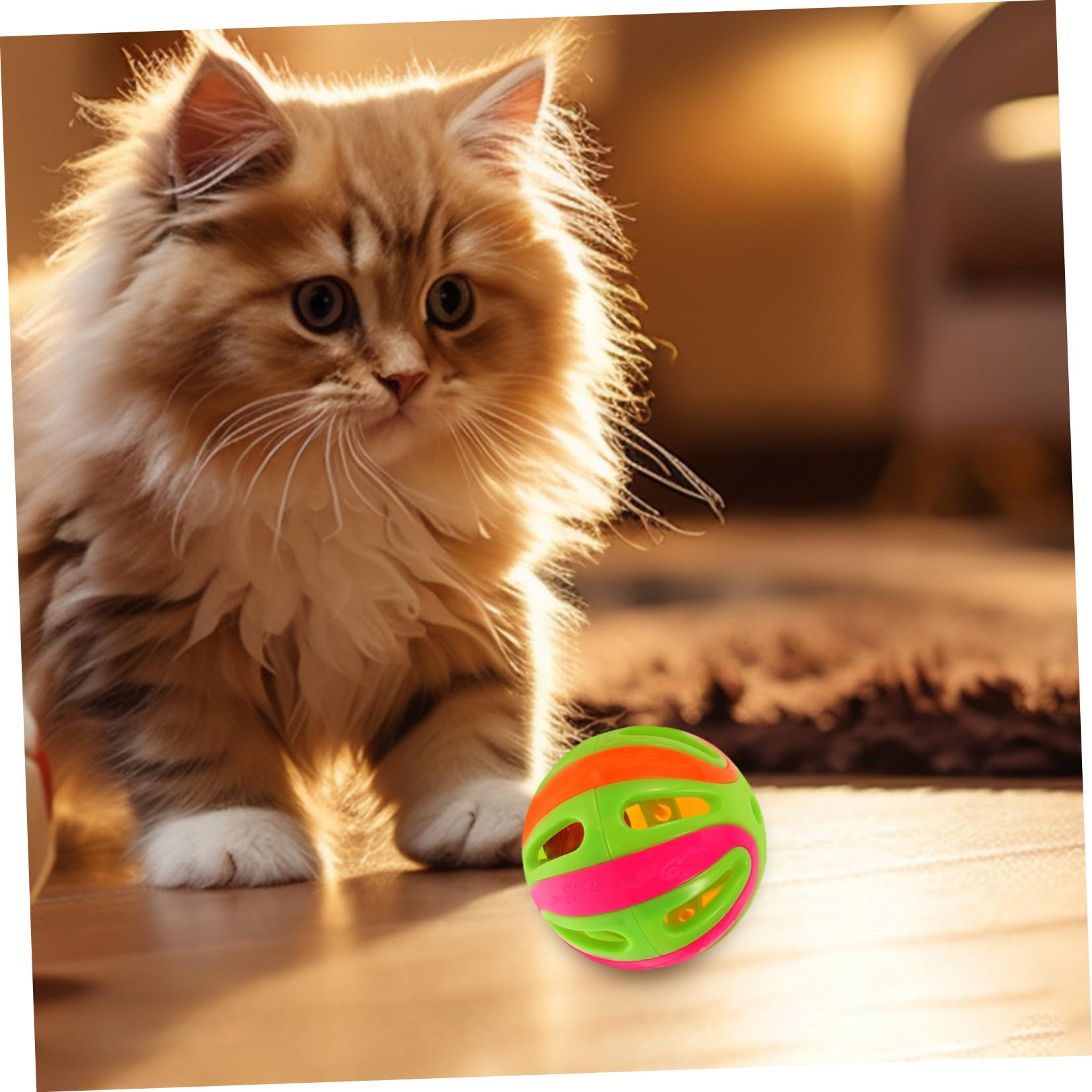 VANZACK 30stücke Bunte Katzen-spielzeugbälle Kürbisform Mit Glocken Lustige Und Praktische Teaser-bälle Für Katzen Spiel Und Bewegung Farben Zufällig
