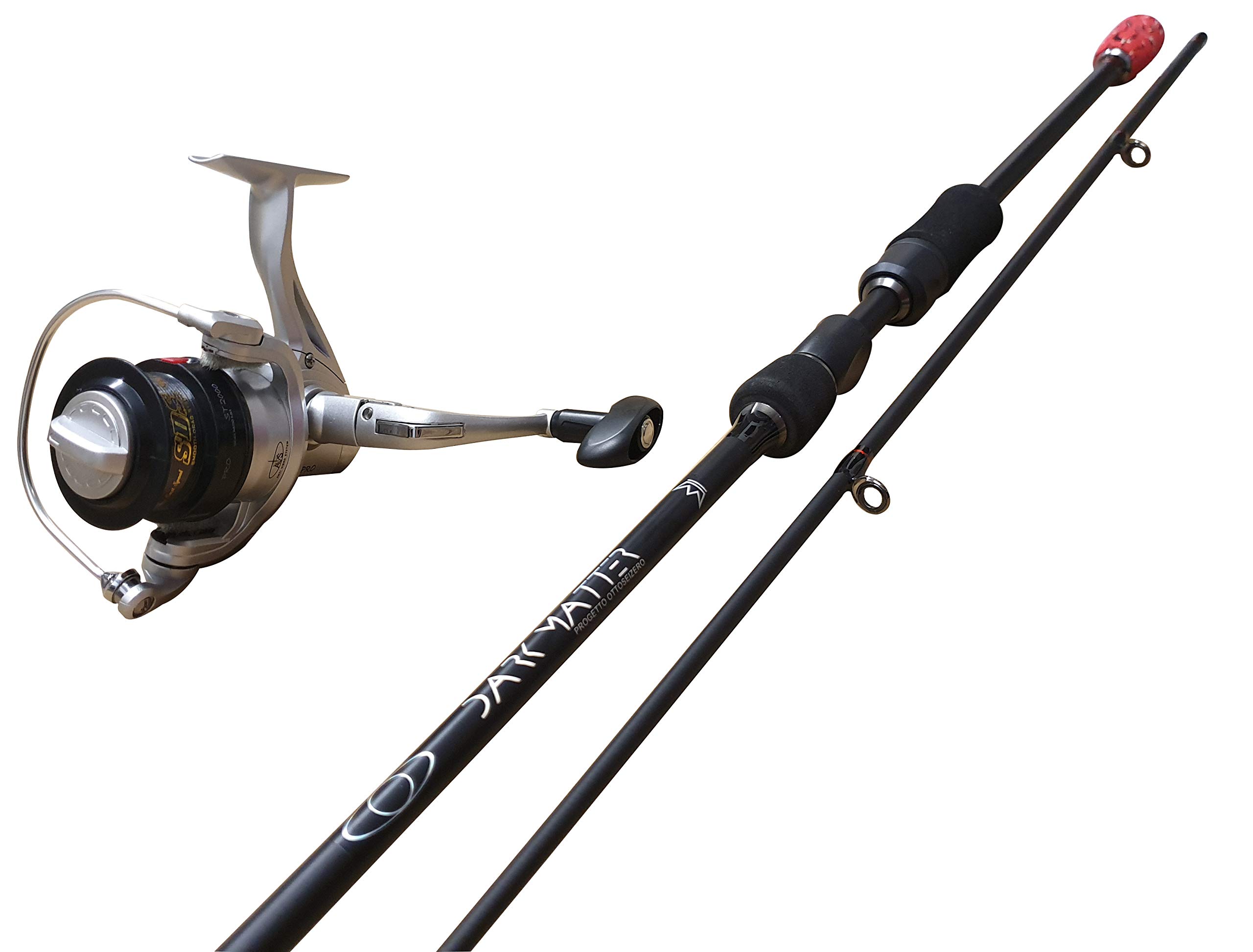 CARSON Kit Canna da Pesca Spinning Carbonio PJDM 860 con Mulinello | Mulinello ProCAST3000 con Filo, Lunghezza 2.10m o 2.40m, Impugnatura Ergonomica, Anelli in Alconite, Acqua Dolce e Salata