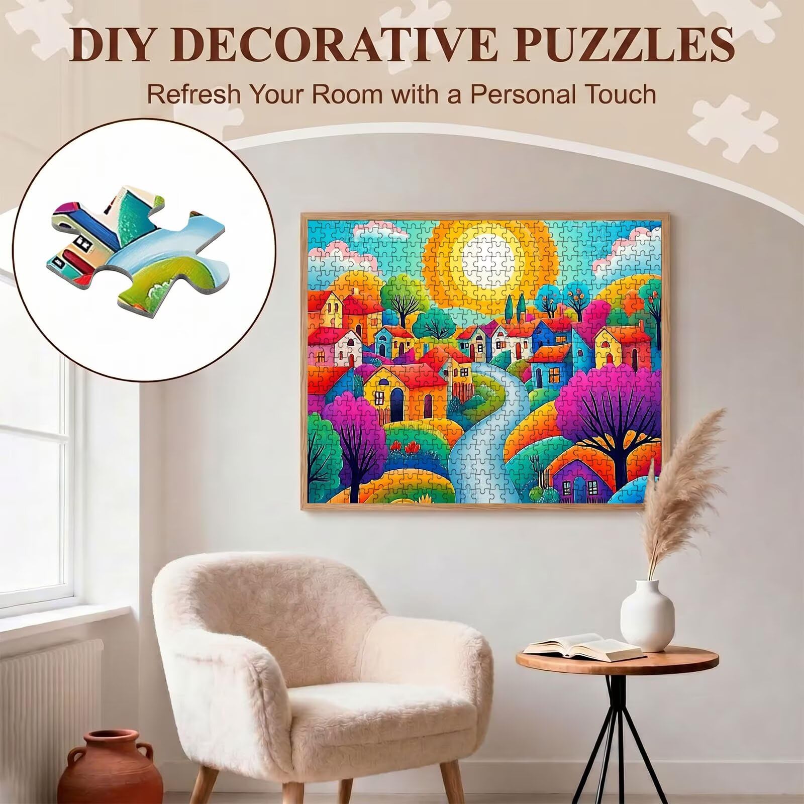 Paysage Dessin animé Puzzle 6000 Pièces pour Adultes, Format 179 x 105 cm, Challenge Casse-Tête de Famille, Loisirs Créatifs et Relaxation, Pièces Robustes avec Lettres au Dos, Décor Murale f0-523