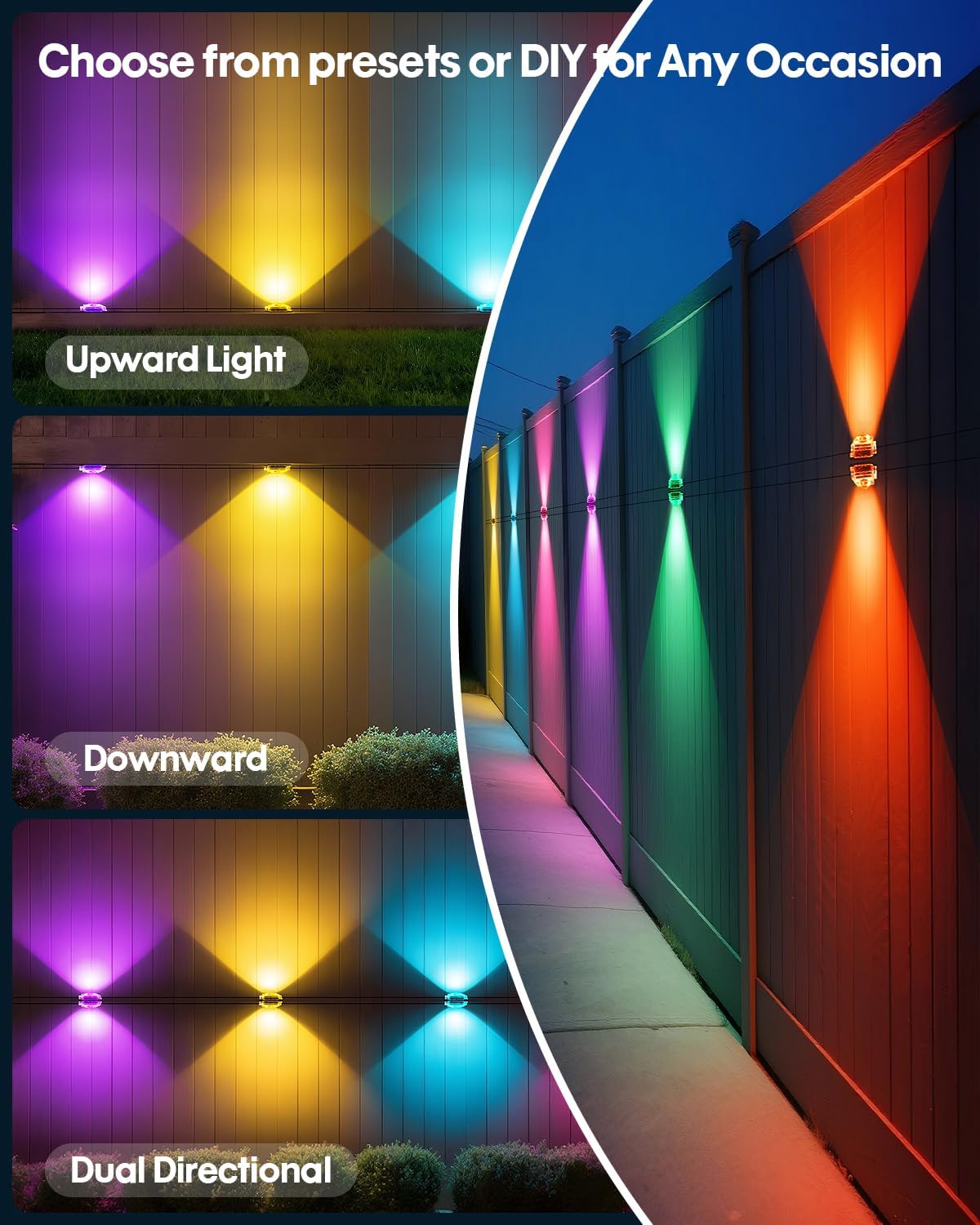 Permanent Outdoor Lights 150FT DIY RGB IC LED Christmas Eave Lights, Smart Fence Deck Light, 4000K White & Multicolor, IP67 Waterproof, App/Remote Control, Holiday for House Outside Decor