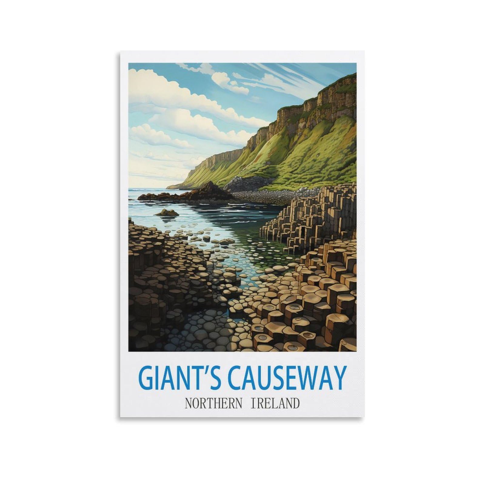 FZYUEN Giant's Causeway Northern Ireland Vintage Travel Posters 08x12inch(20x30cm) Canvas Wall Art Prints for Wall Decor Room Decor Bedroom Decor