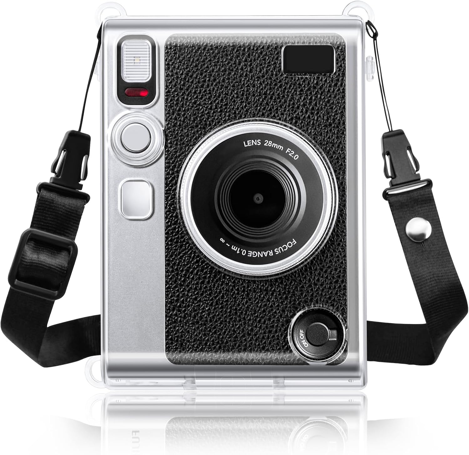 Rieibi Clear Protective Case for Fujifilm Instax Mini Evo Instant Camera - Hard Carrying Case Cover with Shoulder Strap