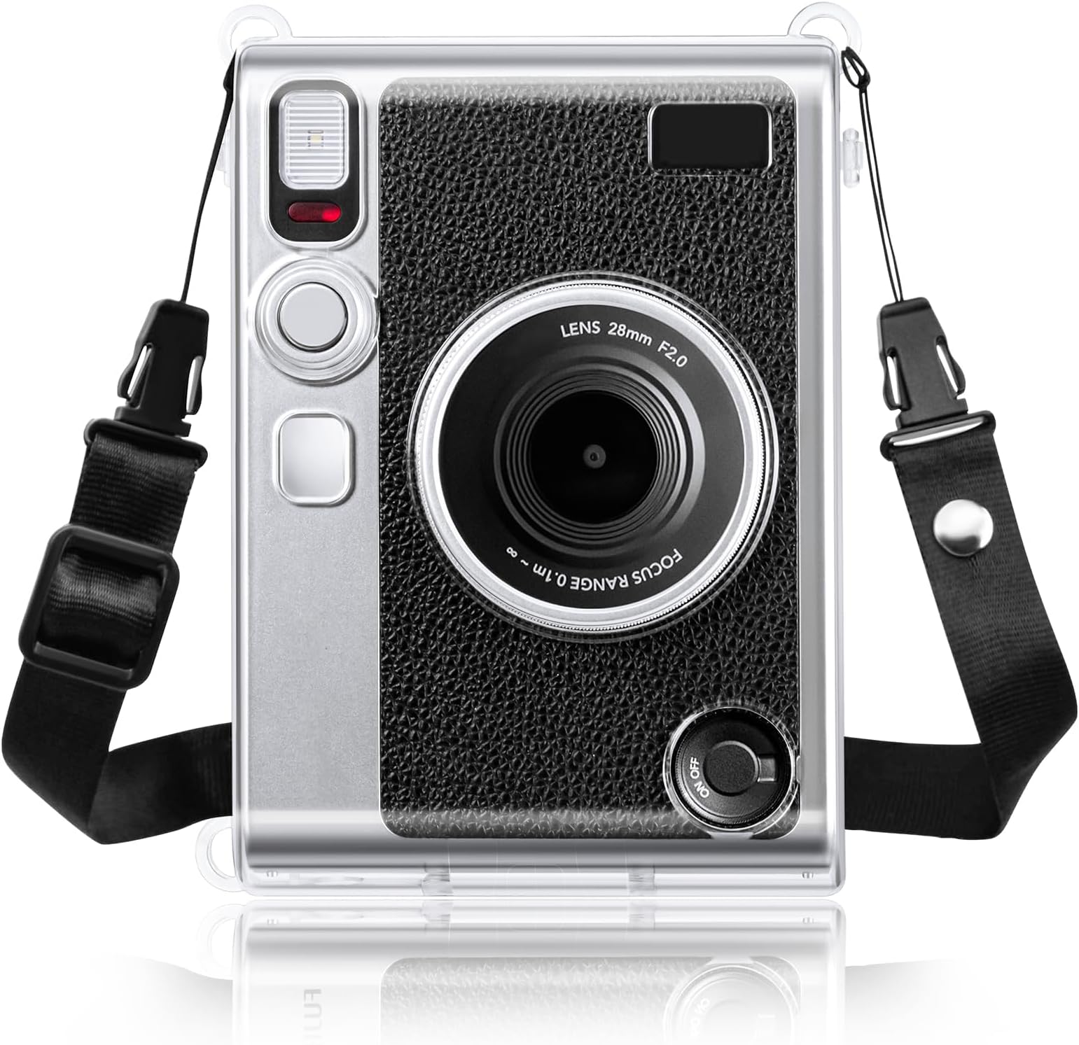 Rieibi Clear Protective Case for Fujifilm Instax Mini Evo Instant Camera - Hard Carrying Case Cover with Shoulder Strap