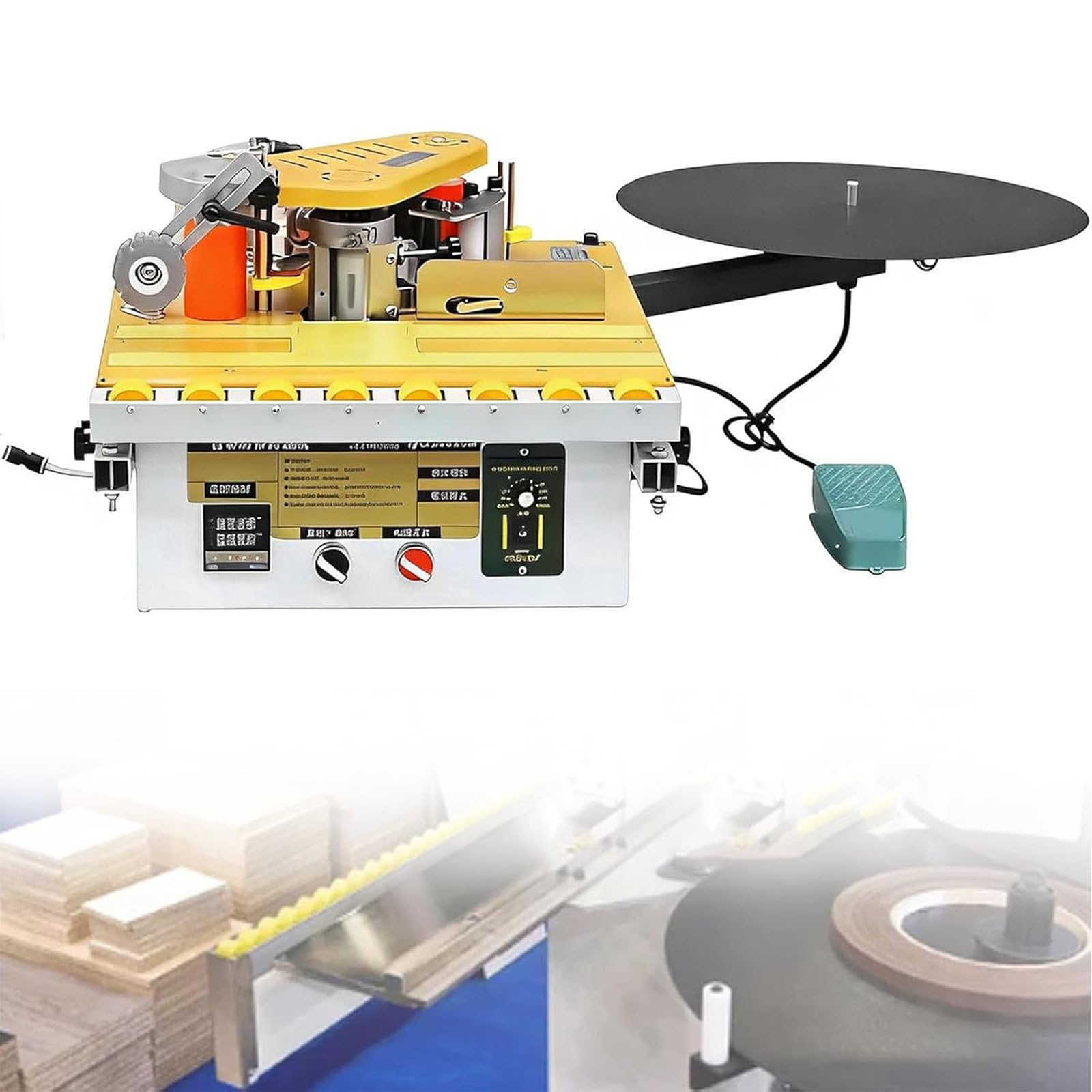 XueFulxion 1200W Automatic Edge Bander for Woodworking,Automatic Tape Breaking Edge Banding Machine with Microcomputer Control,Temperature & Speed Adjustable,Dual-Side Gluing A