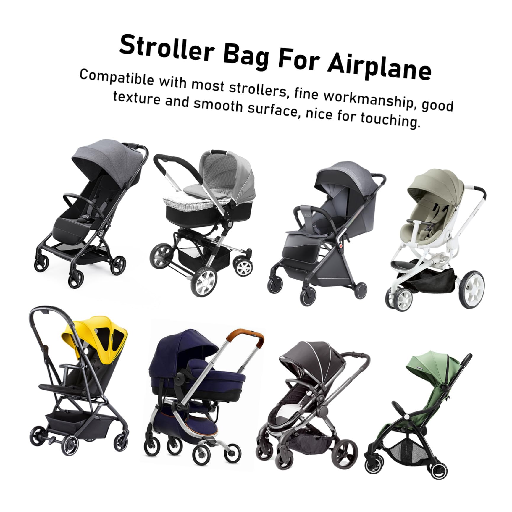 Abaodam Borsa da Viaggio per Passeggino Coulisse Bloccabile e Spallacci Doppi Compatibile la Maggior Parte dei Passeggini Custodia Portaoggetti per Aereo e Trasporto Facile