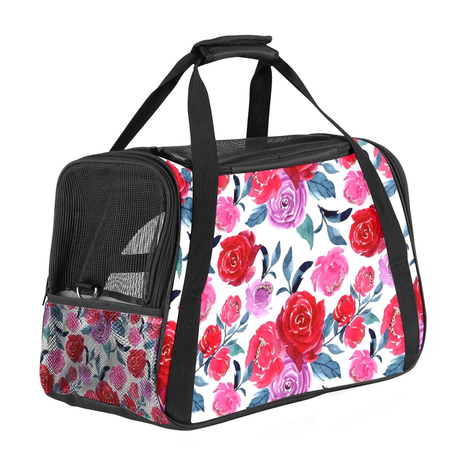 Sac de transport pour animal approuvé avion et grand confort avec imprimé floral