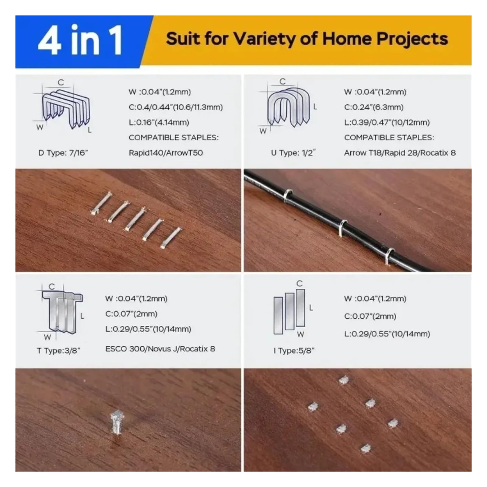 Graffettatrice Per Legno Pistola cucitrice 4 in 1 resistente Tappezzeria | Graffatrice for tappezzeria con 800 punti Cucitrice manuale con regolazione della potenza(Color-2 4 IN 1)