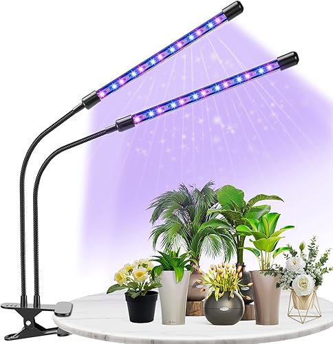 Lámpara de planta con clip inteligente WiFi LED para crecer con temporizador, lámpara de planta de espectro completo regulable, aplicacióncontrol de