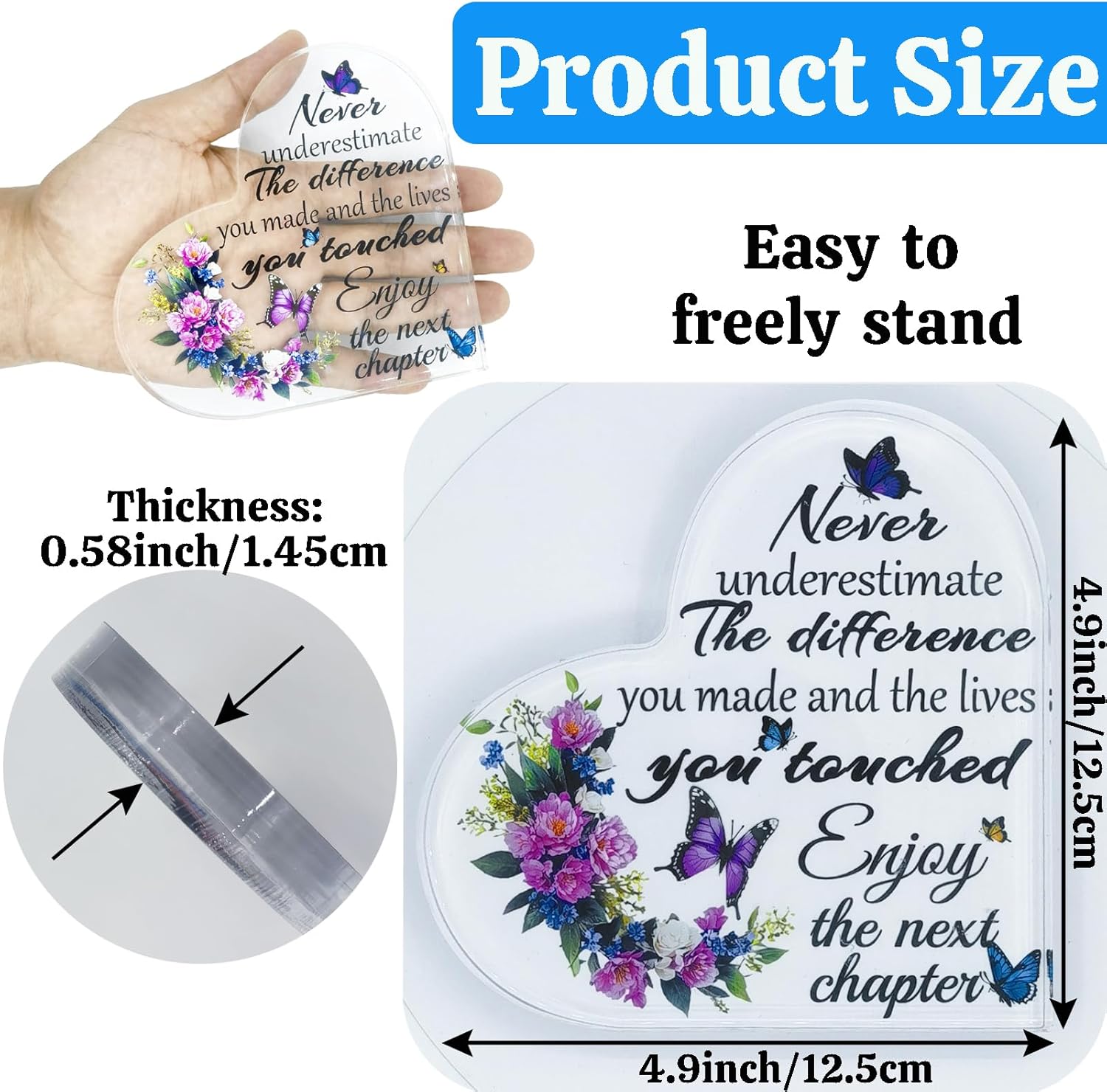 Ewong Retirement Gifts for Women, Inspirational Farewell Keepsake for Coworker Leaving, Appreciation Acrylic Plaque for Retired Friend Teacher Nurse, Home Office Desk Decoration (Next chapter- Purple) - Image 4