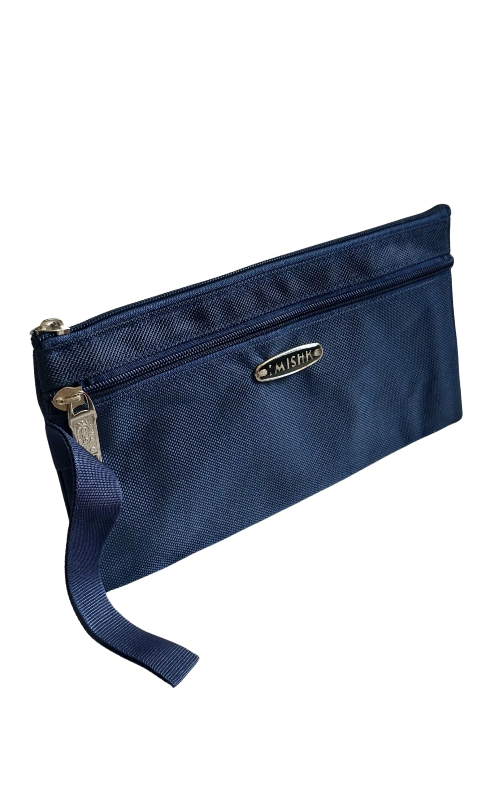 Nylon Cheque Book/Passbook/Passport Holder Pouch Organizer - Navy Blue-image-8