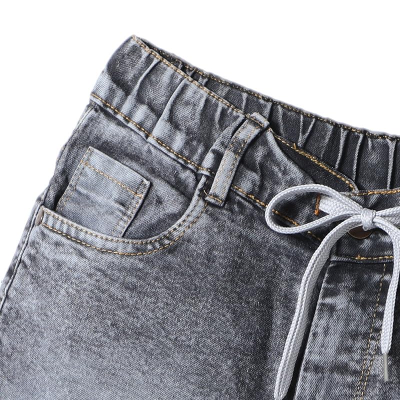 Image of chopper club Boys Denim Shorts with Inner Elastic in Stretchable 3x1 Denim Fabric Regular Fit